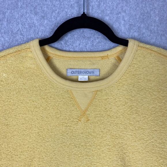Outerknown Mens L Hightide Crew Neck Sweatshirt Yellow Terry Cloth - Picture 2 of 6